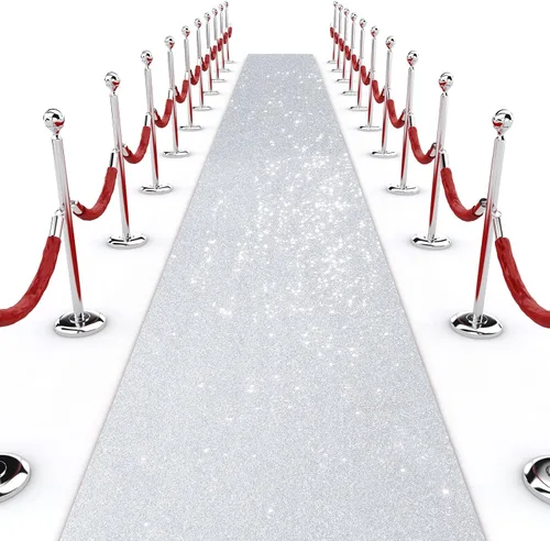 Vista 9 de Shihanee Alfombra de pasillo de lentejuelas para boda, alfombra con purpurina con cinta de alfombra, brillante, para baile de graduación, Negro