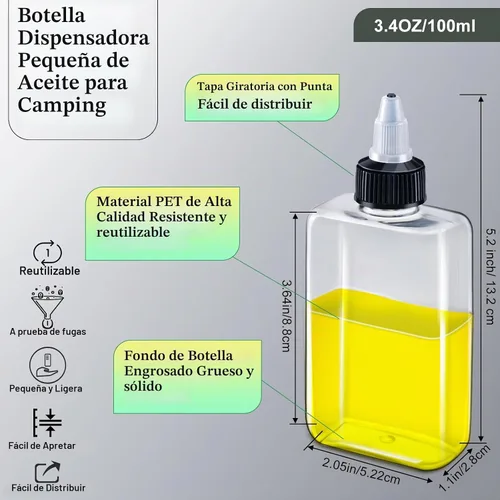 Vista 2 de Yaomiao Botellas pequeñas de 3.4 onzas con tapas giratorias para líquidos, recipientes exprimibles de condimentos de 3.4 fl oz, botellas