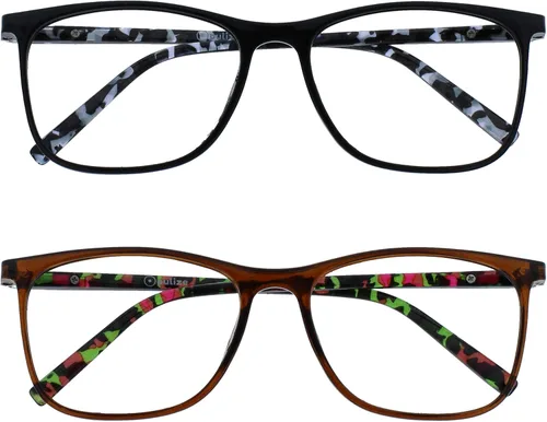 Vista 12 de OPULIZE ARC - Lentes de lectura grandes para mujeres y hombres, marco rectangular resistente a los arañazos con bisagras de resorte, color negro