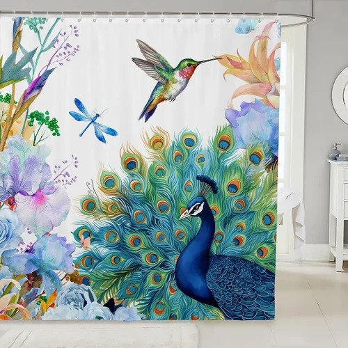Vista 24 de Erosebridal Cortina de Ducha de Dinosaurio de Dibujos Animados 3D para Niños Varones Adultos Baño Selva Dino Tela Cortina de Baño 72" An x 72 L