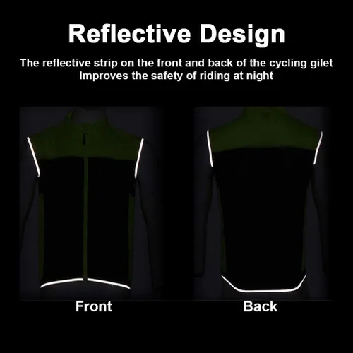 Vista 3 de Pacdeaet Windstopper Chaleco de ciclismo para hombre resistente al viento reflectante impermeable chaleco de viento transpirable