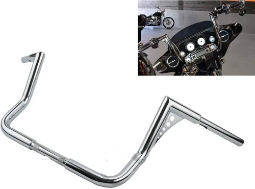 Vista 14 de TCT-MOTORPARTS Manillar Ape Hanger Negro de 1 1/4" de Elevación 12" Apto para Modelos Harley Dressers Baggers Touring Electra Glide, Street Glide