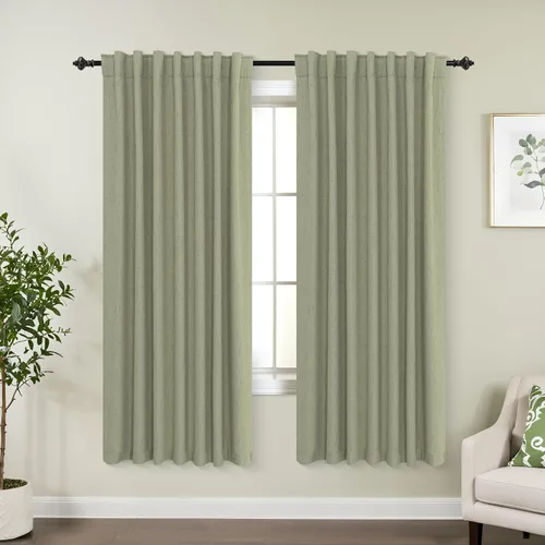 Vista 62 de KOUFALL - Cortinas de medio estilo francés de lino para ventana, juego de 2 cortinas cortas de 40 pulgadas de longitud, para privacidad, cortinas