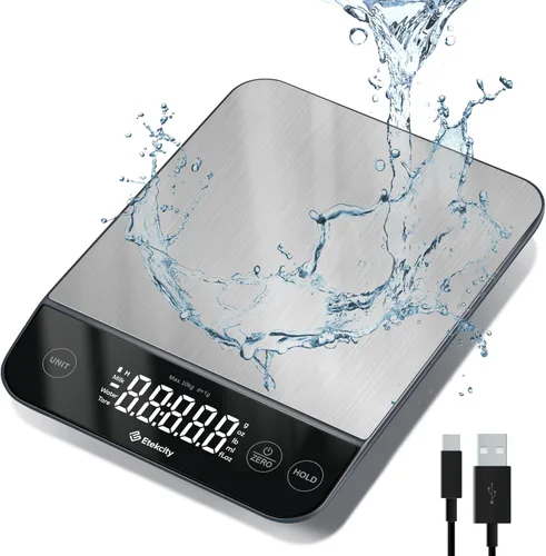 Vista 12 de Etekcity - Báscula de cocina digital de 22 lb, pesa gramos y onzas - Herramienta recargable e impermeable para pérdida de peso, cocina, repostería