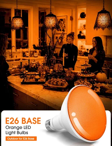 Vista 4 de PAR30 Bombillas de luz de Halloween, color naranja, luz de inundación para Par38 Naranja