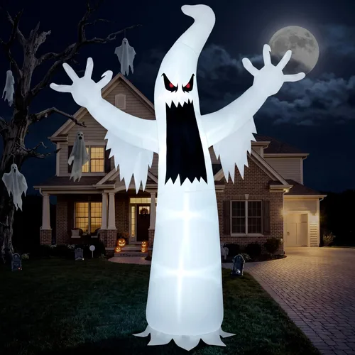 Vista 10 de Joiedomi Inflables de Halloween de 12 pies de alto, decoración de Halloween inflable para exteriores, fantasmas inflables para patio con LED