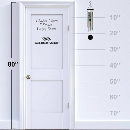 Vista 3 de Woodstock Chimes Colección Signature, campanilla de chakra Woodstock, grande (24 pulgadas), color negro, campanillas de viento Eastern Energies