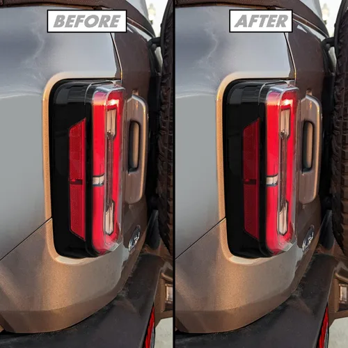 Vista 10 de SlickMod Tinte de humo de vinilo precortado para luz trasera Ford Bronco 2021-2023 (20% humo oscuro, 1. luz trasera)