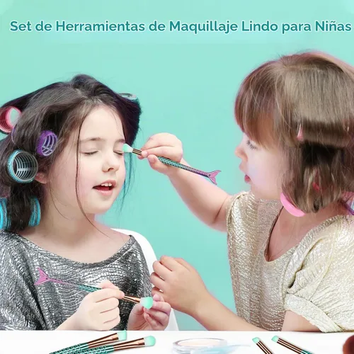 Vista 7 de SQULIGT Pinceles de maquillaje para niñas, juego de 10 piezas de pinceles de maquillaje de princesa, base, cejas, delineador de ojos, rubor