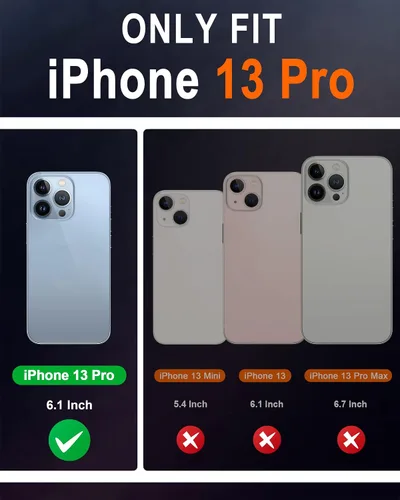 Vista 2 de SHIELDON Funda para iPhone 13 Pro 5G, funda de piel auténtica tipo cartera con bloqueo RFID, tarjetero de crédito, soporte magnético a prueba