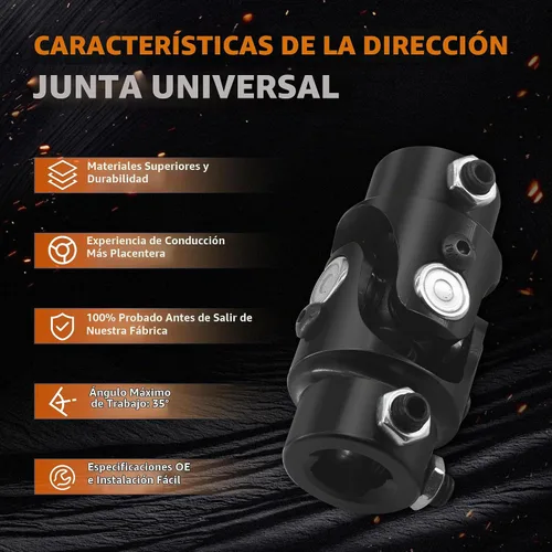 Vista 3 de 3/4-36 Spline X 3/4 "DD Negro Dirección Universal Junta Eje Único U Joint