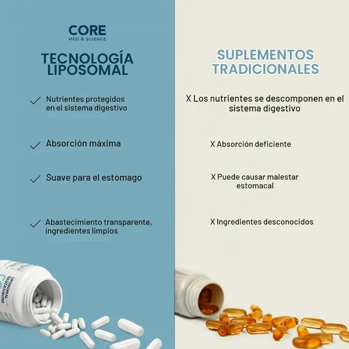 Vista 4 de Glutatión liposomal optimizado, 0.018 oz. L glutatión reducido bajo la marca "Setria más 0.018 oz de fosfatidilcolina. Ayuda a mantener la salud
