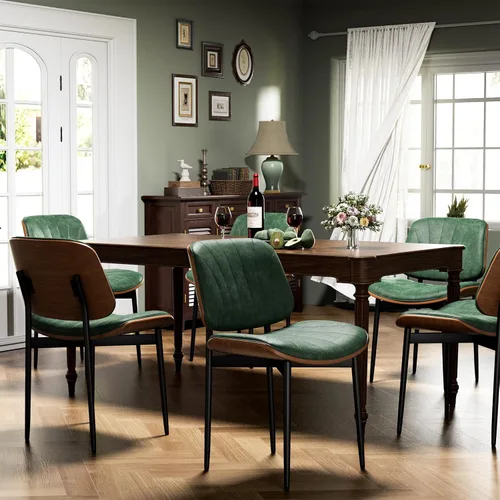 Vista 50 de YaFiti Juego de 2 sillas de comedor, sillas de comedor y cocina modernas de mediados de siglo, sillas tapizadas de piel sintética con diamantes