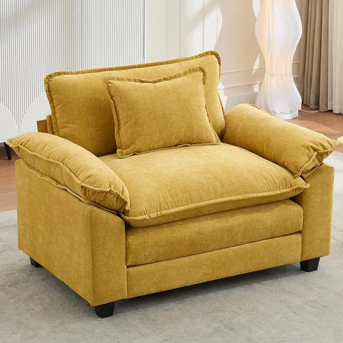 Vista 30 de IPKIG 117" Modular Sectional Cloud Couch, Modern L-Shaped Sofa with Ottoman Blanco beige