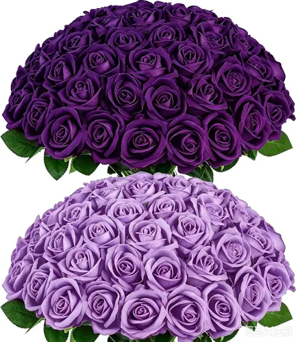 Vista 23 de 50 flores artificiales de rosas negras, ramo de rosas falsas de terciopelo