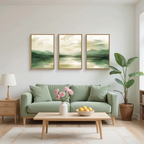 Vista 193 de FWIEXA Juego de Arte de Lienzo Bohemio Enmarcado para Pared, Cuadros Botánicos Verde Salvia Decoración de Pared, Impresiones de Arte de Plantas