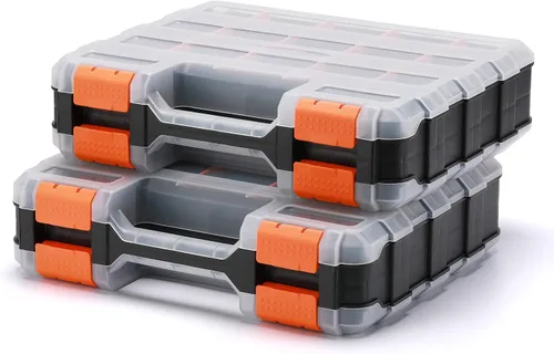Vista 2 de Mayouko Organizador de herramientas de doble cara, separadores de plástico extraíbles personalizables, almacenamiento de caja de hardware, excelente