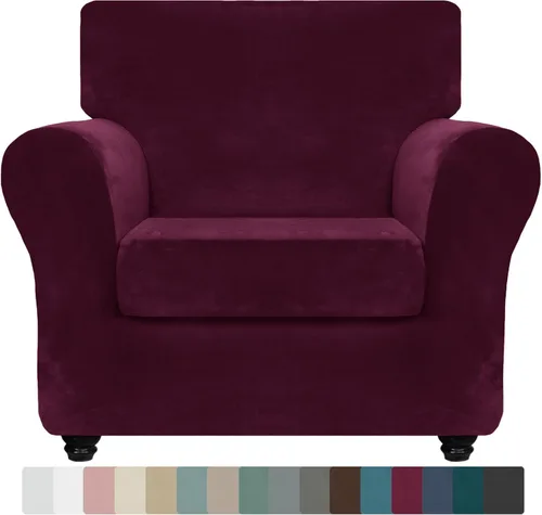 Vista 24 de ZNSAYOTX Fundas elásticas para silla de terciopelo de lujo con brazo, 2 piezas, para sala de estar, funda gruesa y suave, antideslizante, protector