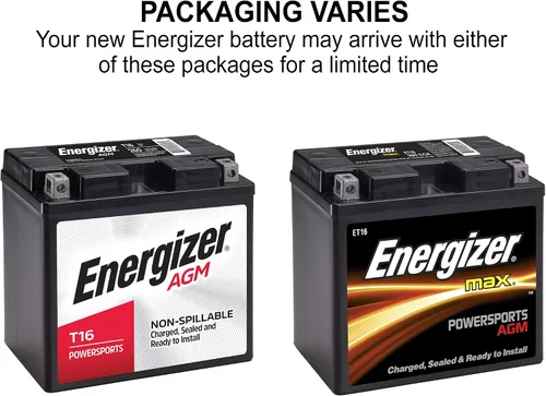 Vista 3 de Energizer T16 AGM - Batería de 12 V para motocicleta y agua personal, 260 amperios de arranque en frío y 19 Ahr. Reemplaza: T16 y otros, negro