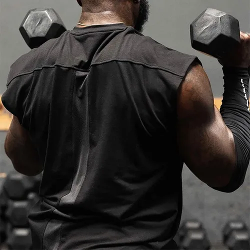 Vista 6 de BOOMLEMON Camiseta sin mangas para hombre, gimnasio, musculación, fitness, culturismo, sin mangas