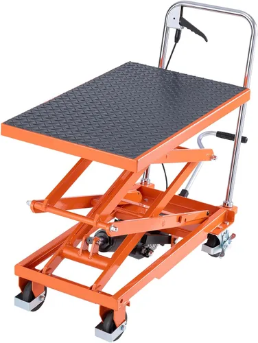 Vista 14 de VEVOR Carro de mesa de elevación hidráulica, capacidad de 500 libras, altura de elevación de 28.5 pulgadas, mesa de elevación manual de tijera