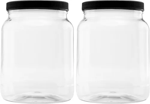 Vista 29 de Tarro de plástico de 64 oz (1/2 galón), tapa blanca, paquete de 1