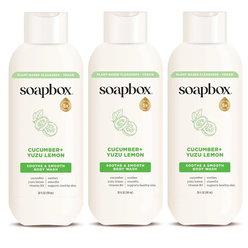 Vista 13 de Soapbox Gel de baño, coco + bayas de Goji para mujeres, hombres, vegano + jabón hidratante rico en antioxidantes con manteca de karité, péptidos