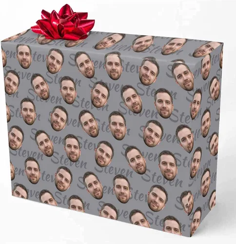 Vista 13 de M YESCUSTOM Papel de regalo con fotos personalizadas, papel de regalo para el Día de la Madre, Día del Padre, cumpleaños, Navidad