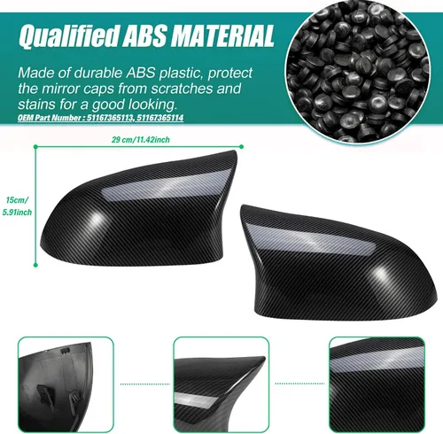 Vista 3 de M Style Fundas de Espejo Lateral de Coche Reemplazo para BMW X5 F15 X3 F25(LCL) X4 F26 M40i X6 F16 2013-2018 Accesorios de Fibra de Carbono Exterior