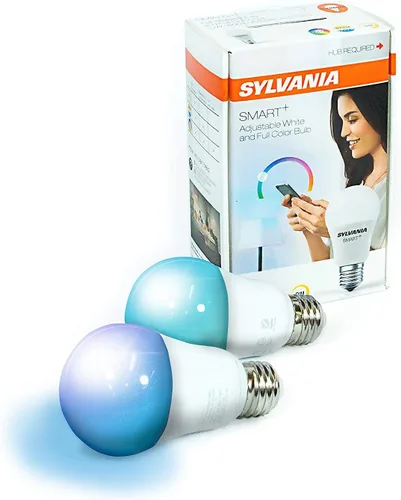 Vista 4 de Sylvania SMART+ ZigBee - Bombilla LED A19 que cambia de color y regulable, equivalente a 60 W, funciona con SmartThings, Wink y Amazon Echo Plus