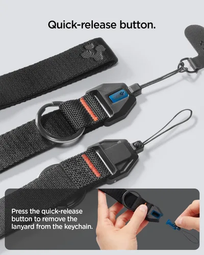 Vista 7 de Spigen Correa de muñeca universal con lengüeta de sujeción para iPhone, galaxia, píxel, cámaras, llaveros y cordón duradero, fácil de quitar