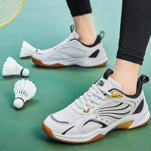 Vista 5 de Maylrvjv Zapatos de bádminton para hombre, ligeros, resistentes al desgaste, para entrenamiento de cancha, raqueta, squash, tenis atléticos