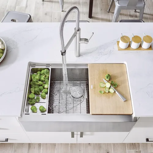 Vista 5 de BLANCO Quatrus R15 Ergon Delantal Super Single Farmhouse Fregadero de cocina