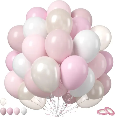 Vista 11 de Globos de látex rosa intenso, azul, morado, 50 globos de látex de 12 pulgadas con confeti metálicos para niños, temática mágica, cumpleaños, baby