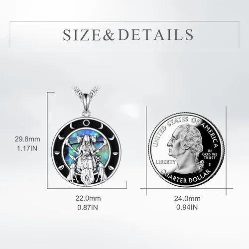 Vista 5 de Moon Phase Goddess Necklace for Women Sterling Silver Abalone Shell Celtic Jewelry