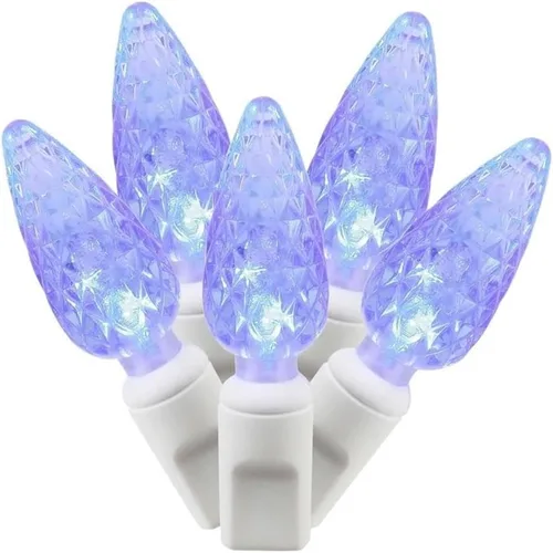 Vista 6 de Vickerman X4W8105PBG - Juego de 100 luces LED C6 EC con cable blanco, 4 pulgadas x 34 pies, color blanco frío