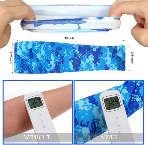 Vista 5 de Liitrsh Juego de 10 fundas de protección solar UV para la cara y enfriamiento para los brazos, polaina de cuello refrescante, bufanda, seda