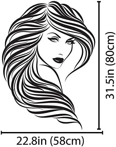 Vista 3 de Pegatinas de pared de vinilo removibles Decoración del hogar Peluquería Peluquería Peluquería Chica Sexy Girl Wall Pegatinas Mujer Face 3D