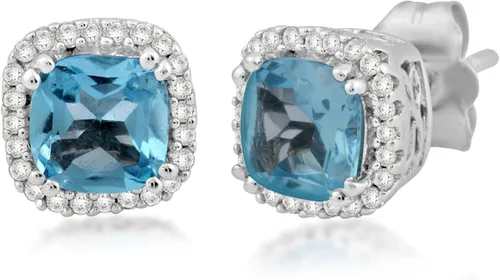 Vista 2 de Pendientes de oro blanco de 10 quilates con diamante