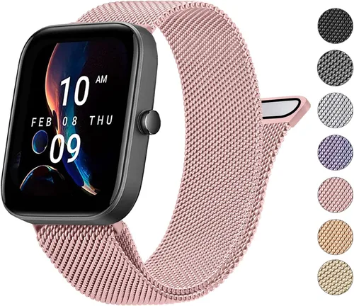 Vista 9 de Wanme Bandas de metal para Amazfit GTS 4 / GTS 4 Mini / GTS 3 / GTS 2 / GTS 2e / GTS 2 mini, correa de repuesto de acero inoxidable de liberación