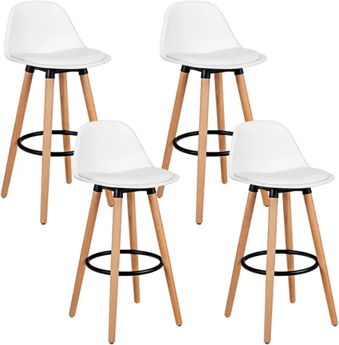 Vista 11 de COSTWAY Juego de 2 taburetes de bar, modernos taburetes de cocina sin brazos con asiento de piel sintética suave, taburete de altura de barra