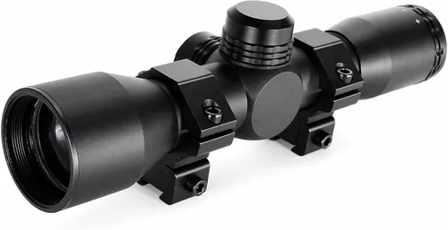 Vista 5 de TRINITY Alcance compacto 4x32 compatible con Crosman RepeatAir 1077 - Alcance de rifle de aire de retícula Mil-Dot con anillos, negro mate
