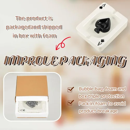 Vista 6 de Amylove Cenicero creativo de cerámica para fumetas de cerámica para fumetas, accesorios de cigarrillos de póquer de cerámica para el hogar, oficina