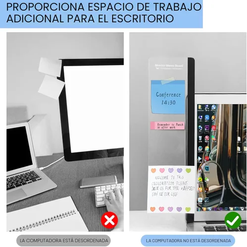 Vista 3 de Accesorios de escritorio de oficina, 2 unidades, multifunción, tablero de notas para monitor de computadora, panel lateral transparente, panel
