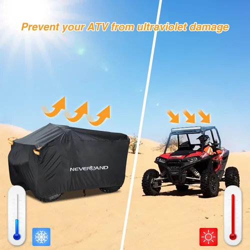 Vista 9 de NEVERLAND Cubierta para ATV Impermeable de Servicio Pesado Cubierta para Vehículo de 4 Ruedas Cubierta para Quad Resistente a Todas las Condiciones