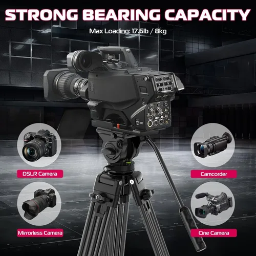 Vista 7 de ULANZI Trípode de video para cámara MT-81 con cabezal fluido de 360 grados, soporte de trípode de aleación de aluminio resistente de 61 pulgadas
