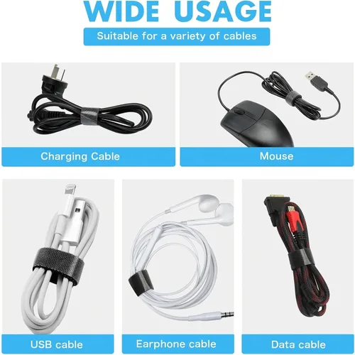 Vista 4 de WILLBOND Cintas de sujeción de 1/2 pulgada x 45 pies, bridas de cable reutilizables, cinta de nylon de doble cara, rollo de gancho y bucle, bridas