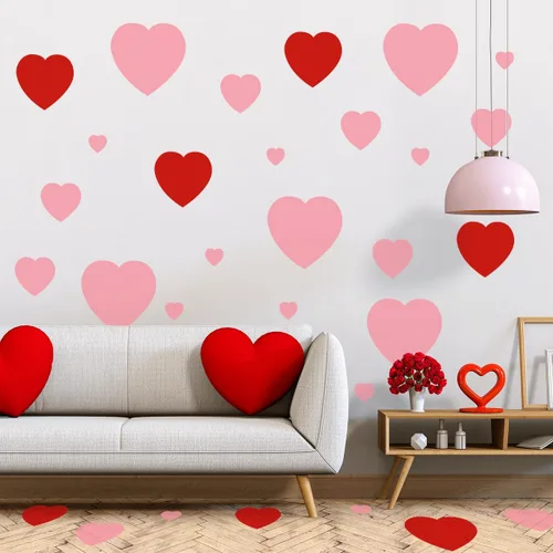Vista 11 de Calcomanías de pared para el día de San Valentín, diseño de corazón rojo y huella, recuerdo de fiesta para ventana, pared, suelo, boda, aniversario