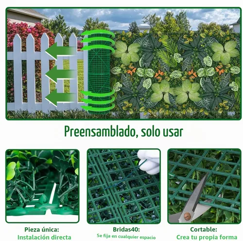 Vista 3 de Grooy Pared de césped artificial de 40 x 120 pulgadas (33.33 pies cuadrados), pared de fondo de vegetación con paneles de césped falso antirayos UV