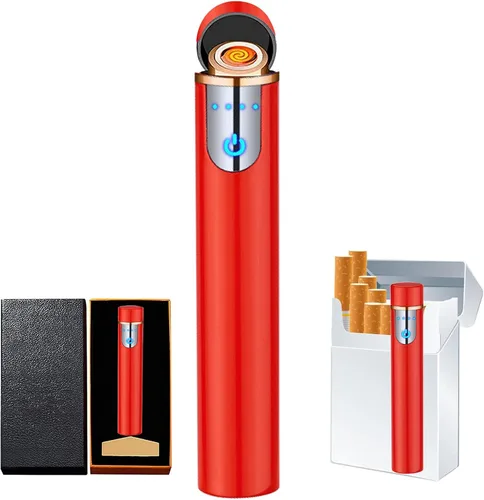 Vista 8 de Encendedor inteligente de huellas dactilares, recargable por USB, resistente al viento, sin llama, mini encendedor eléctrico cilíndrico